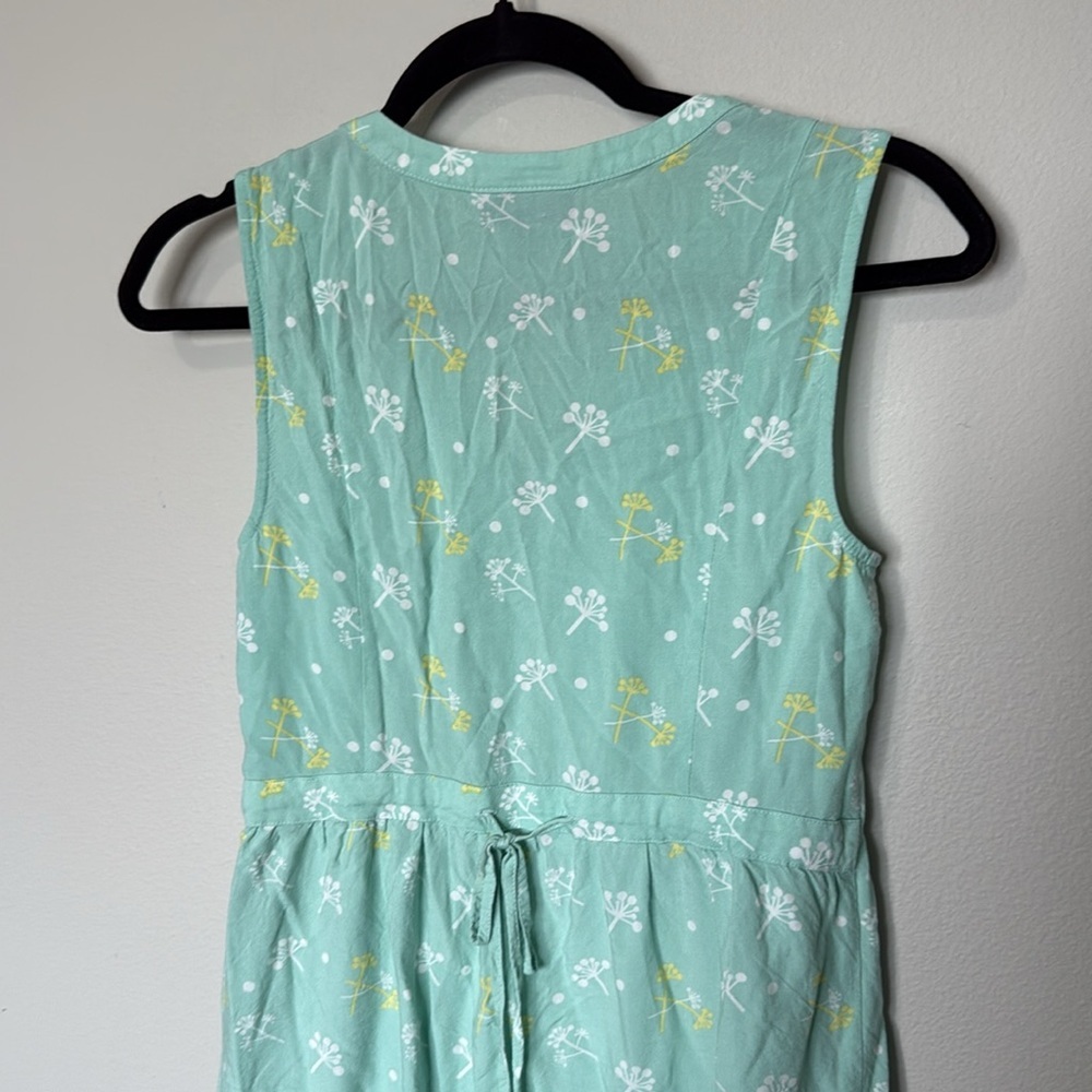 ModCloth Retro Sleeveless Mint Green Tank Floral Button Up Dandelions XS - Picture 6 of 9